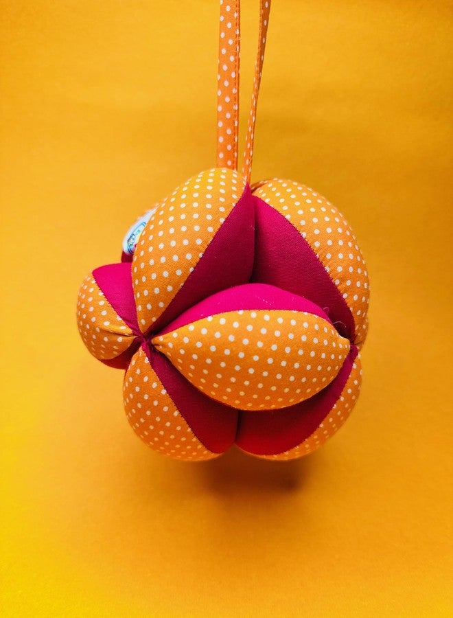 Haplap Kit - Baby Soft Clutch Ball | Sensory Ball for Babies | Newborn Grasping Toy | Soft Toy for Baby Development | Safe & Washable Clutch Ball (Multicolor) (Red & Orange) - Image 1