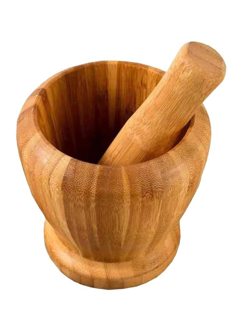 طقم هون ومدقة من الخشب لهرس الثوم وطحن القهوة والتوابل والاعشاب من يوبامي  - Image 1