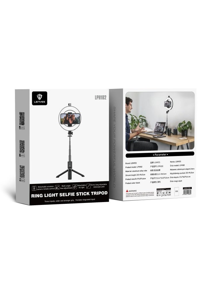 Lenyes - Lenise LPH102 Tripod with Bluetooth Ring Light - Image 1