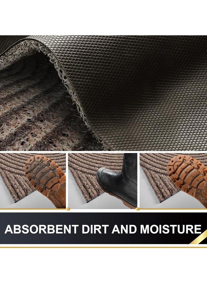 KYD Waterproof & Non-Slip Door Mat - Heavy-Duty Low-Pile Indoor/Outdoor Welcome Mat for Front Door, Entryway, Garage - Stain, Dirt Resistant Rug (60*90cm, Khaki) - Image 3