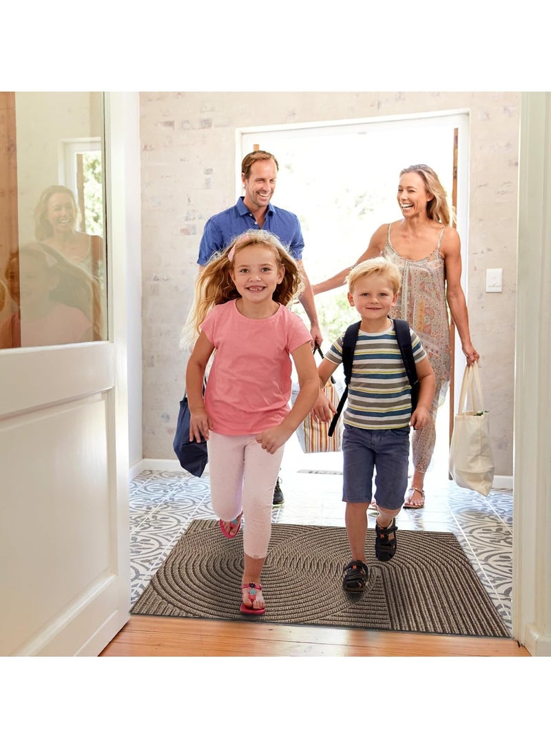 KYD Waterproof & Non-Slip Door Mat - Heavy-Duty Low-Pile Indoor/Outdoor Welcome Mat for Front Door, Entryway, Garage - Stain, Dirt Resistant Rug (60*90cm, Khaki) - Image 4