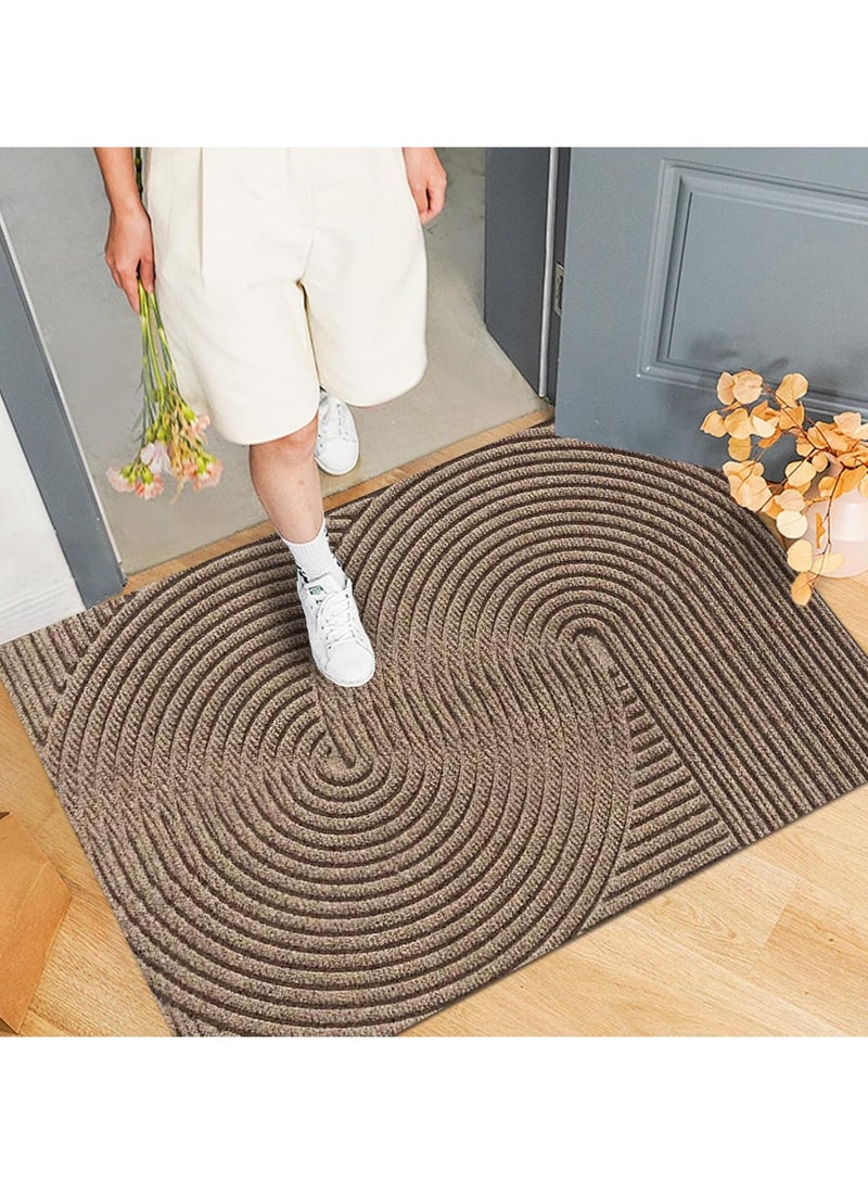 KYD Waterproof & Non-Slip Door Mat - Heavy-Duty Low-Pile Indoor/Outdoor Welcome Mat for Front Door, Entryway, Garage - Stain, Dirt Resistant Rug (60*90cm, Khaki) - Image 1