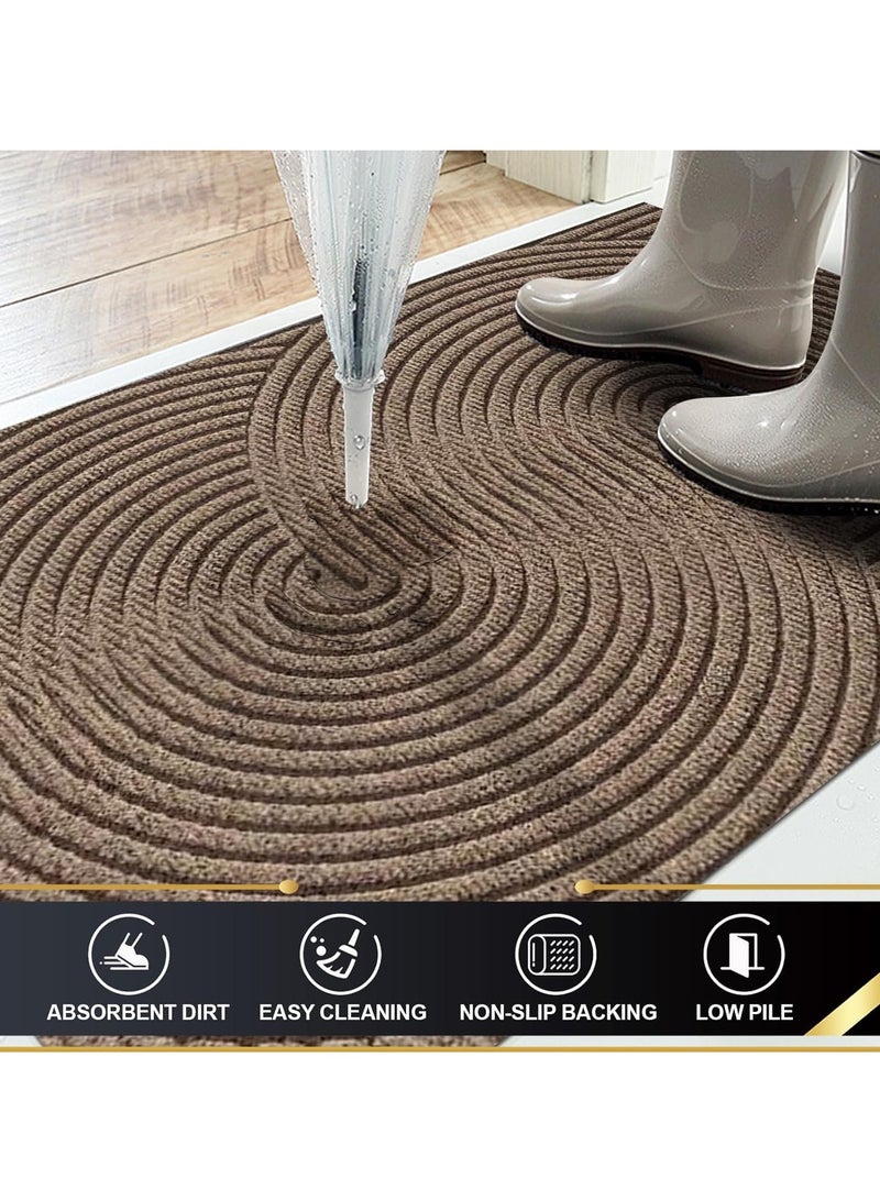 KYD Waterproof & Non-Slip Door Mat - Heavy-Duty Low-Pile Indoor/Outdoor Welcome Mat for Front Door, Entryway, Garage - Stain, Dirt Resistant Rug (60*90cm, Khaki) - Image 2