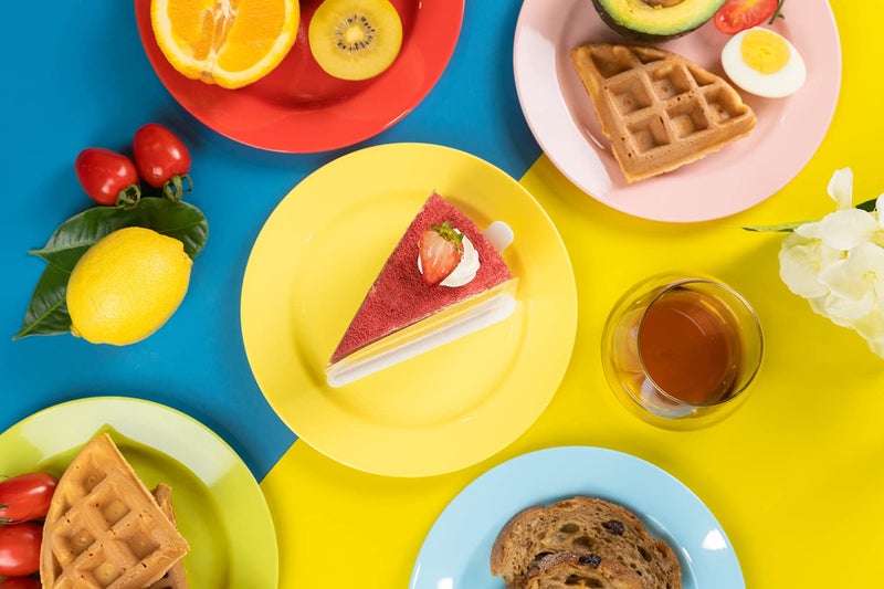 POSATE 60PCS Colorful Disposable Plastic Plates  Heavy Duty Plates for Wedding/Party  30PCS Dinner Plates 10.25 and 30PCS Dessert/Salad Plates 7.5  Colorful Plates for Party Event - Image 4