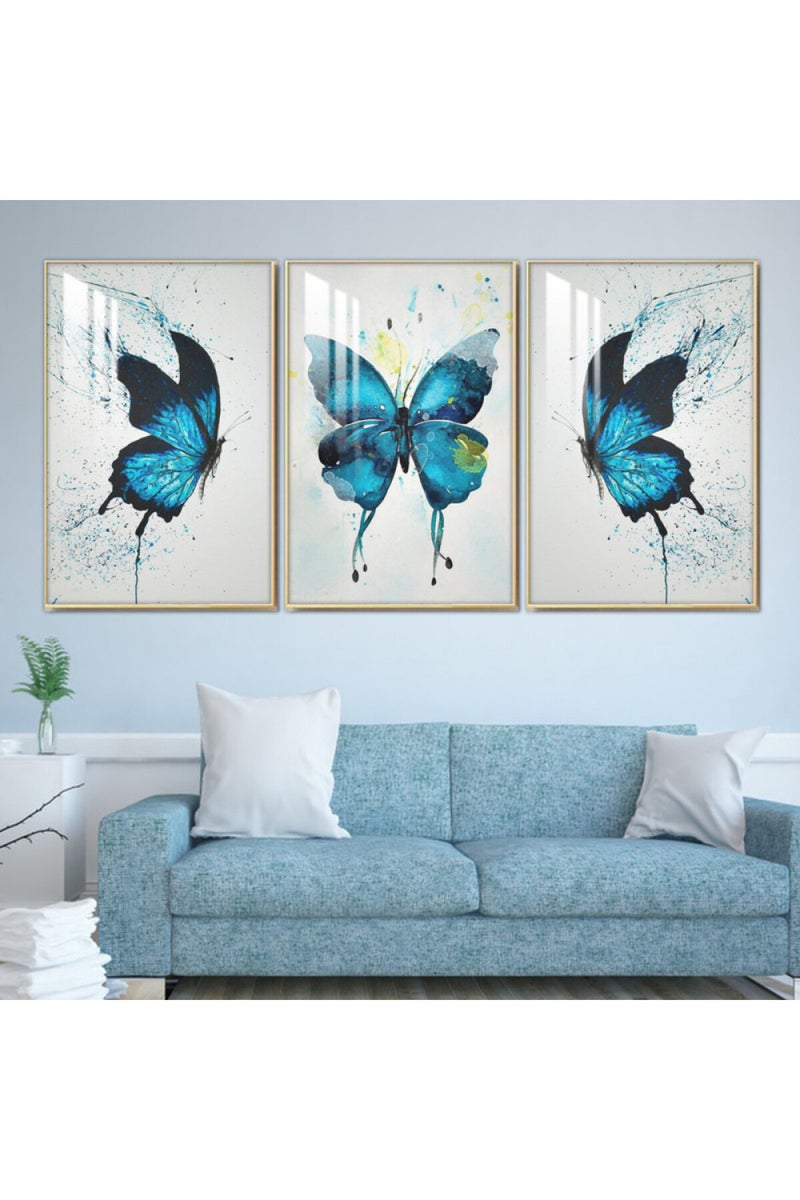 Marktna Three wooden wall painting with a frame and a clear acrylic layer - Image 1