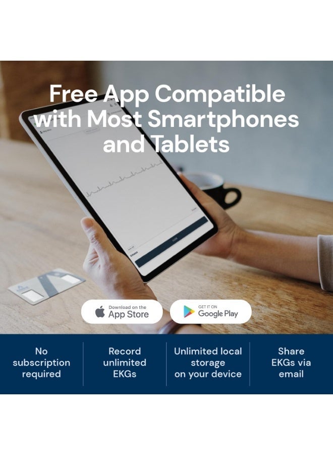 أليفكور بطاقة KardiaMobile بحجم بطاقة الائتمان، جهاز تخطيط كهربية القلب، جهاز مراقبة القلب الشخصي، مزود بتقنية البلوتوث، فحص طبي أثناء التنقل في أي مكان، متوافق مع معظم الهواتف الذكية، لا يتطلب اشتراكًا - Image 5