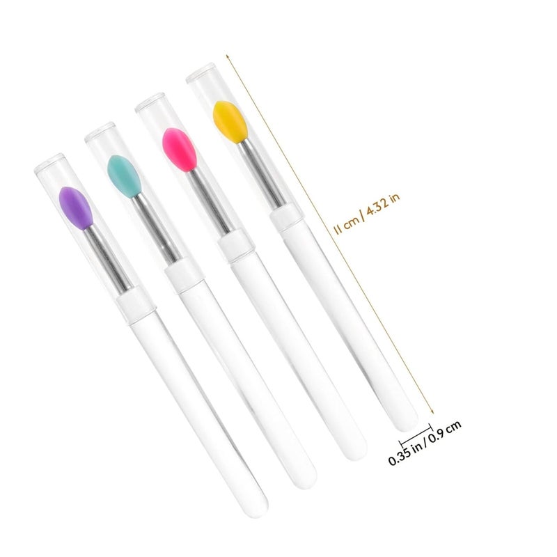 8pcs Portable Silicone Lip Brushes with Caps, Multi-color Small Lip Applicators for Makeup and Lipstick Use, Dustproof Lipstick Brush Set for Travel and Daily Cosmetic Application - Image 2