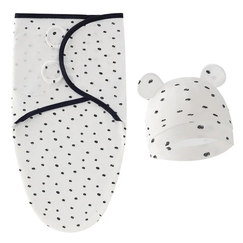 Bluejw Newborn Swaddlers Baby Girls Boys Swaddle Wrap Set - Printed Cotton Sleeveless Adjustable Infant Sleeping Blanket with Hat - Image 4