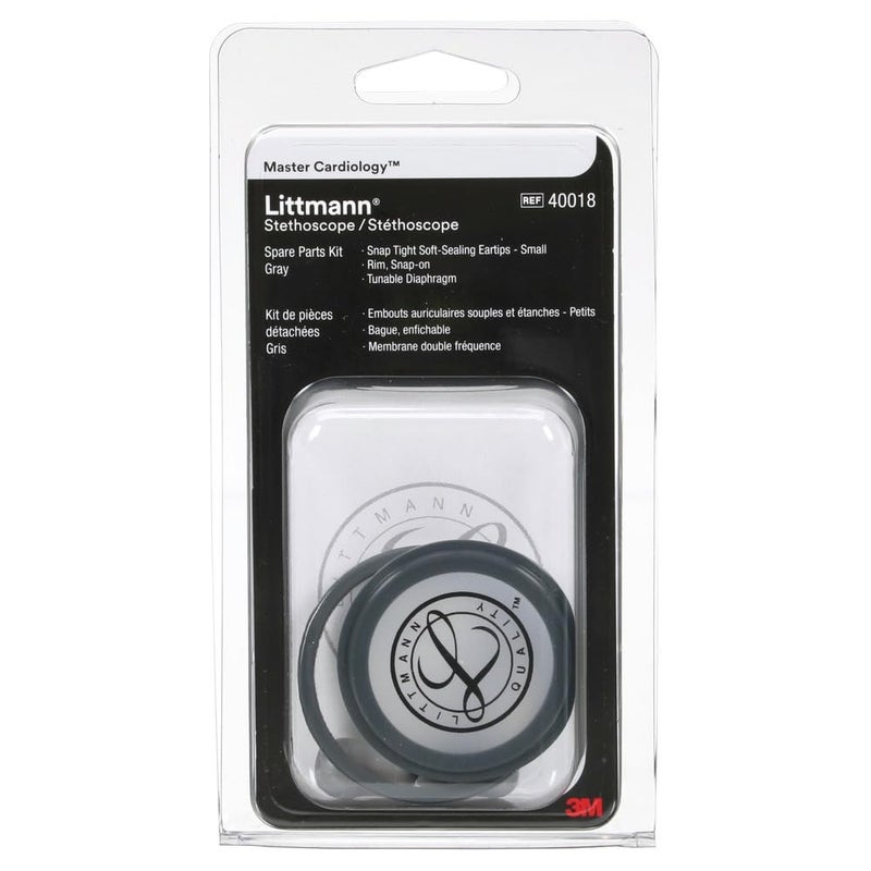 3M Littmann Stethoscope Spare Parts Kit â€“ Gray, Compatible with Master Cardiologyâ„¢, Includes Snap Tight Soft-Sealing Small Eartips, Tunable Diaphragm & Rim, 40018 - Image 1