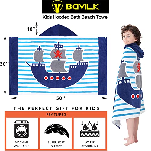 Bavilk Kids Bath Towels, Kids Towel Girls Boys Hooded Beach,Bathroom,Pool Swim Towels 30 × 50 INCH Large Size Ultra Absorbent Cute Cartoon Animal Full Vitality 100% Cotton Wearable Wrap for Child - Image 5