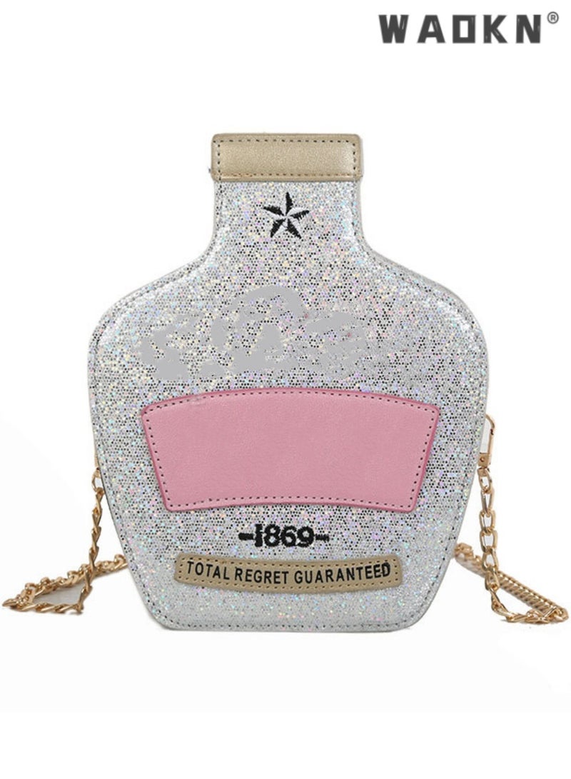 WAOKN Women's Sequin Shoulder Bag, Ladies Creative Reflective Personalized Embroidery Letter Crossbody Bag Sling Bag Side Bag Underarm Bag for College Students and Teenagers,for shopping,work,dating,travel  - Image 1