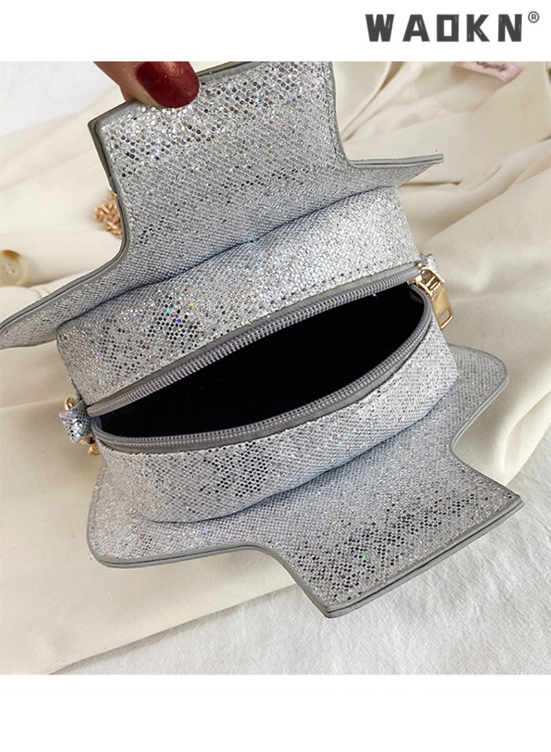 WAOKN Women's Sequin Shoulder Bag, Ladies Creative Reflective Personalized Embroidery Letter Crossbody Bag Sling Bag Side Bag Underarm Bag for College Students and Teenagers,for shopping,work,dating,travel  - Image 2