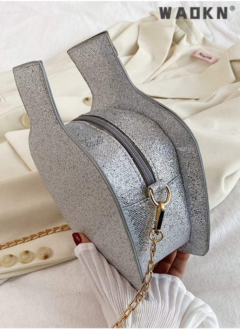 WAOKN Women's Sequin Shoulder Bag, Ladies Creative Reflective Personalized Embroidery Letter Crossbody Bag Sling Bag Side Bag Underarm Bag for College Students and Teenagers,for shopping,work,dating,travel  - Image 3
