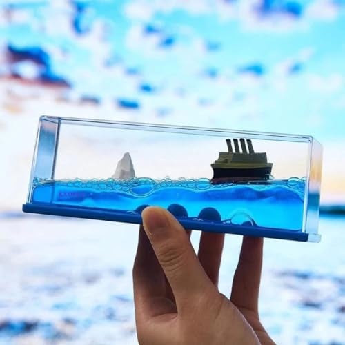 EXOFLY Liquid Wave Cruise Ship Decoration,Titanic,Cruise Ship That No Longer Sinks, for Car Dashboard Decorative Showpiece/Idol, Paperweight, Home Decor Decoration & Gifting Purpose (Titanic) - Image 1