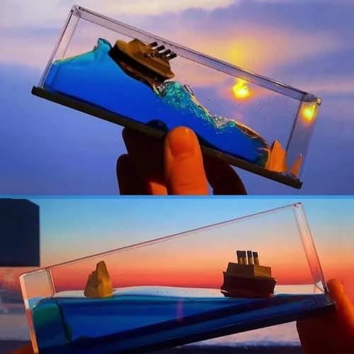 EXOFLY Liquid Wave Cruise Ship Decoration,Titanic,Cruise Ship That No Longer Sinks, for Car Dashboard Decorative Showpiece/Idol, Paperweight, Home Decor Decoration & Gifting Purpose (Titanic) - Image 2