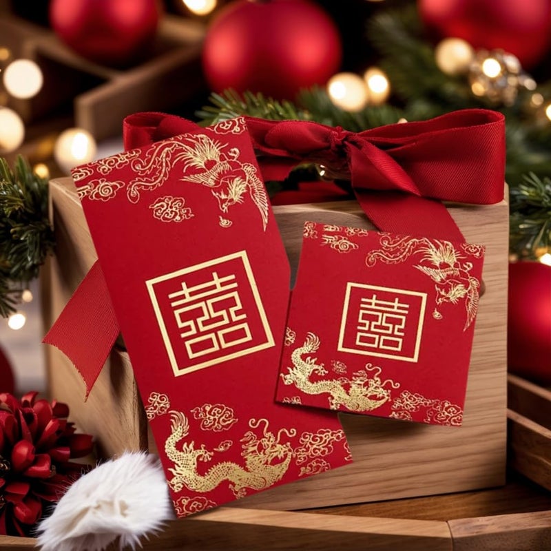 Zzooi 20PCS Chinese Wedding Red Envelopes,Happy Events Red Envelopes in 8 Designs(Large 10 PCS + Small 10 PCS) - Image 2