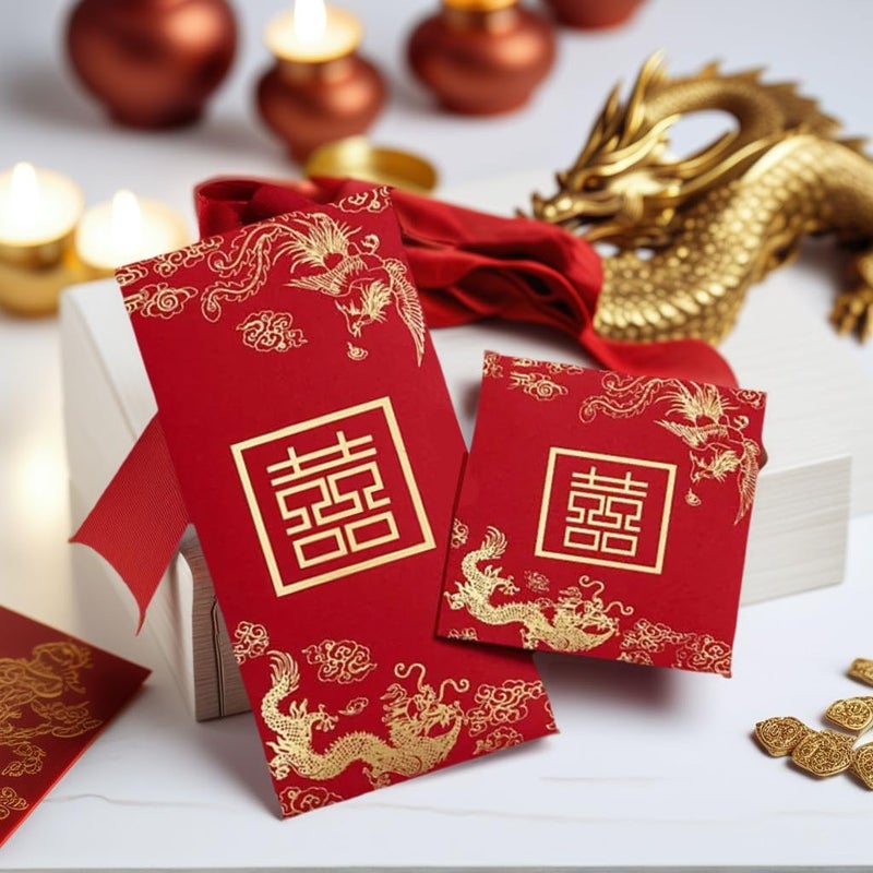 Zzooi 20PCS Chinese Wedding Red Envelopes,Happy Events Red Envelopes in 8 Designs(Large 10 PCS + Small 10 PCS) - Image 3