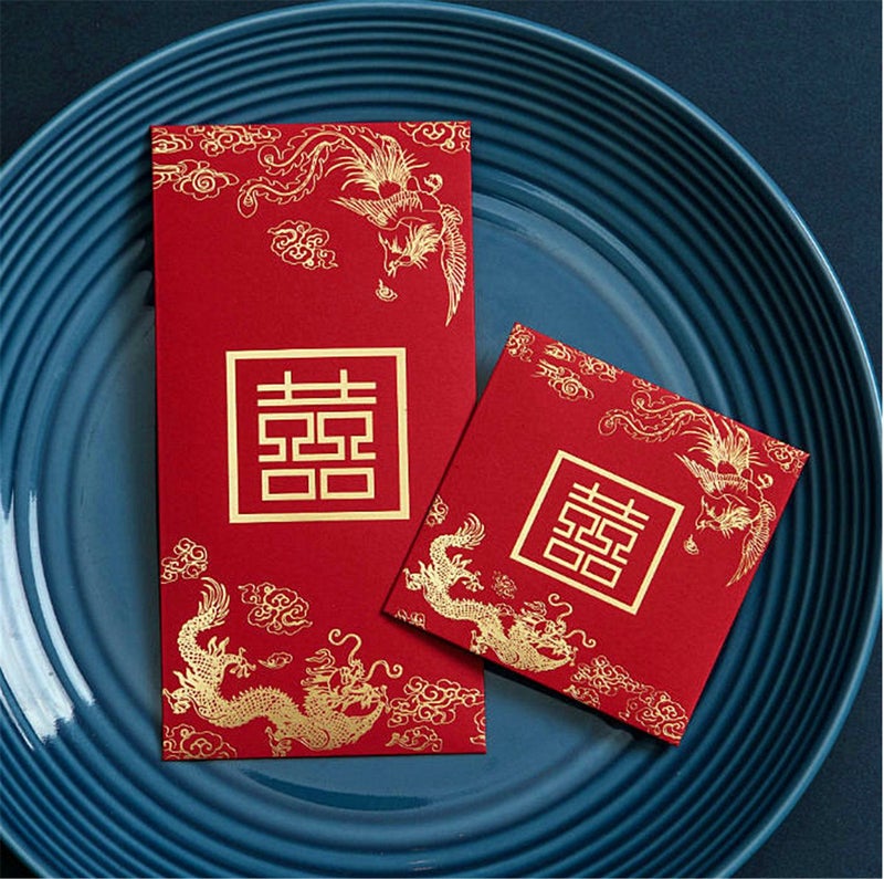 Zzooi 20PCS Chinese Wedding Red Envelopes,Happy Events Red Envelopes in 8 Designs(Large 10 PCS + Small 10 PCS) - Image 1