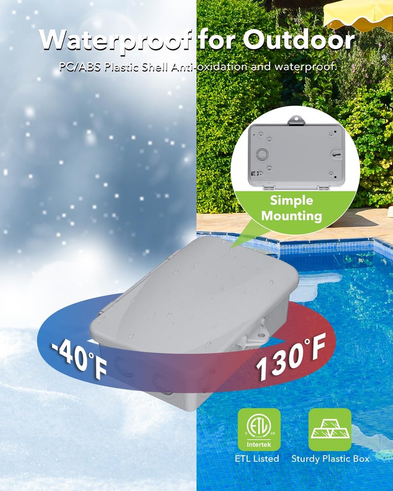 BN-LINK Pool Pump Timer, Outdoor Mechanical Timer Box, Heavy Duty 24 Hour Programmable, 2HP 40A Max, 120, 240, 277 VAC, for Pool Pump, Water Heater, Fans, SPA, ETL Listed - Image 5