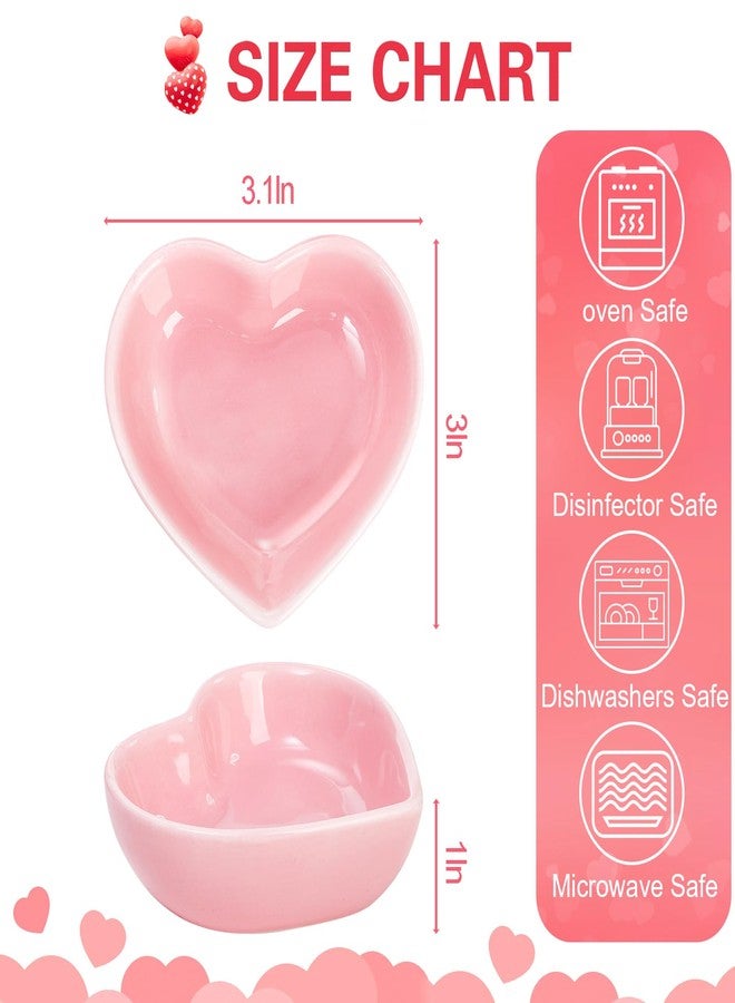 WUWEOT 24 Pack Pink Heart Shape Sauce Dish, 3 Inches Ceramic Side Bowl, Mini Appetizer Plates, Jewelry Ring Dish Tray, Salad Dish Seasoning Holder for Wedding Birthday Party Valentine's Day - Image 2