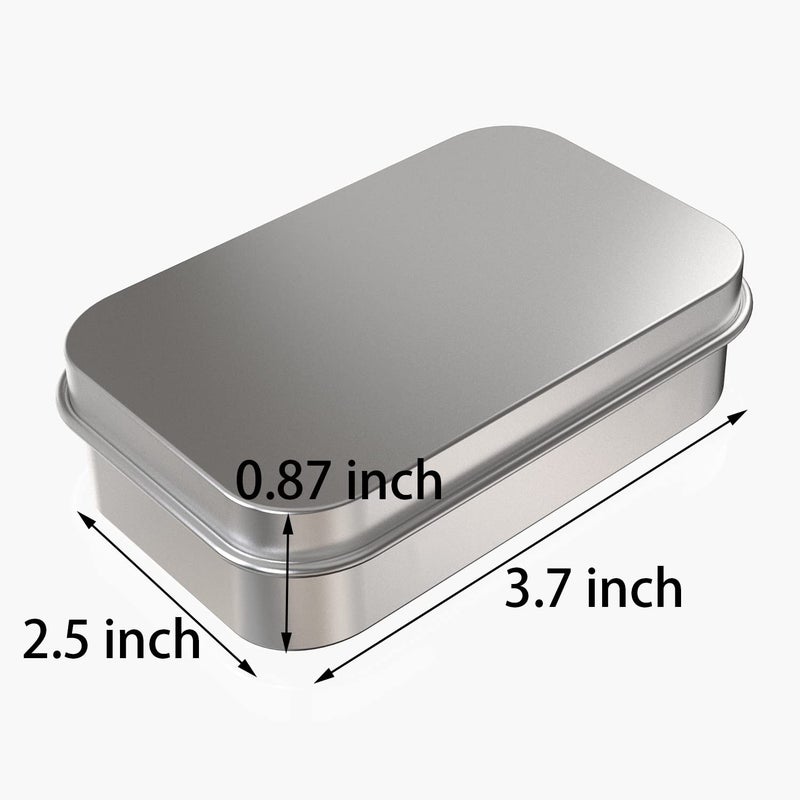 Hulless 6 Pcs Metal Hinged Tin Box Container Mini Portable Small Storage Container Kit with Lid for Home Storage 3.7x2.3x0.8 Inch, Silver - Image 3