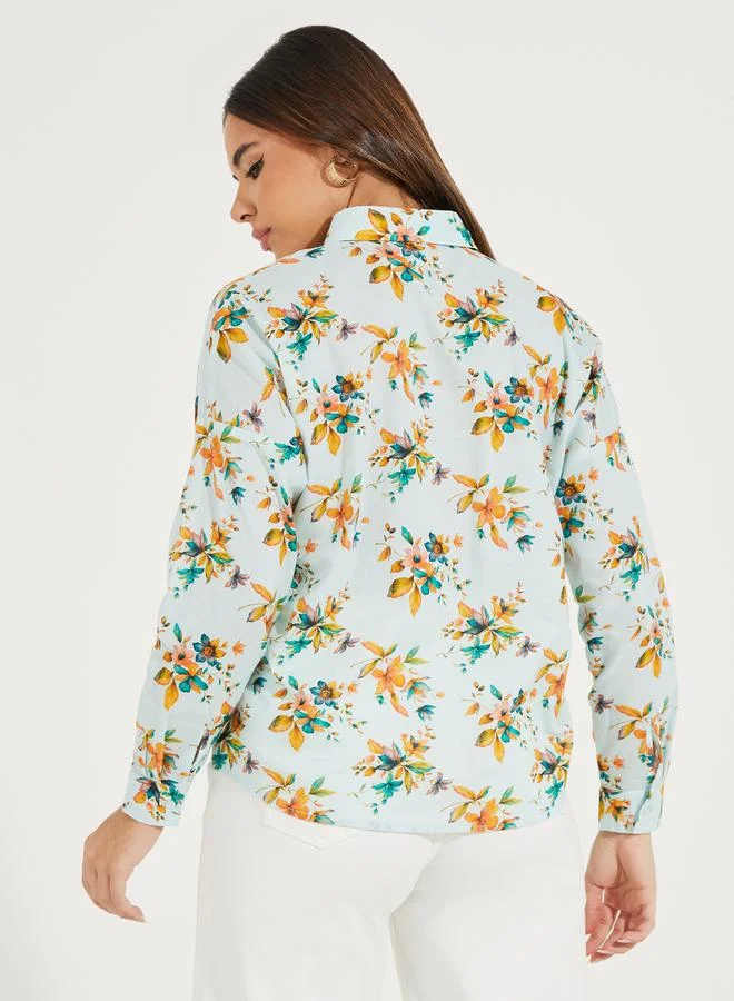 Styli Floral Print Relaxed Fit Buttoned Shirt