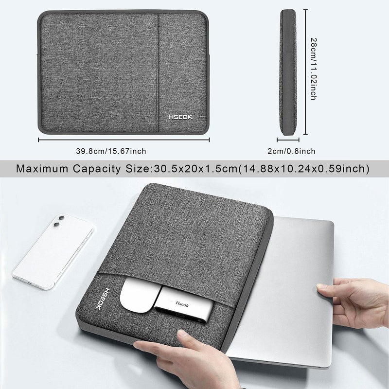 هسيوك حقيبة كمبيوتر محمول مقاس 15.6-16 بوصة متوافقة مع MacBook Neo 16 وMacBook Pro 16 بوصة M5/M4/M3/M2/M1 وMacBook Air Pro 15 بوصة وXPS 16 وأغلب أجهزة الكمبيوتر المحمولة مقاس 15 و15.6 و16 بوصة، رمادي غامق ورمادي - Image 2