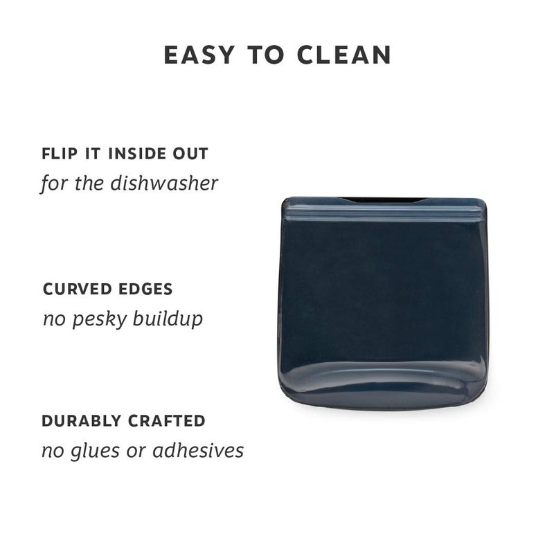 WP W&P Porter Silicone Reusable Storage Bag  Sandwich (34oz Flat)  Charcoal  Food Storage Container  Microwave and Dishwasher Safe  Easy Cleaning - Image 2