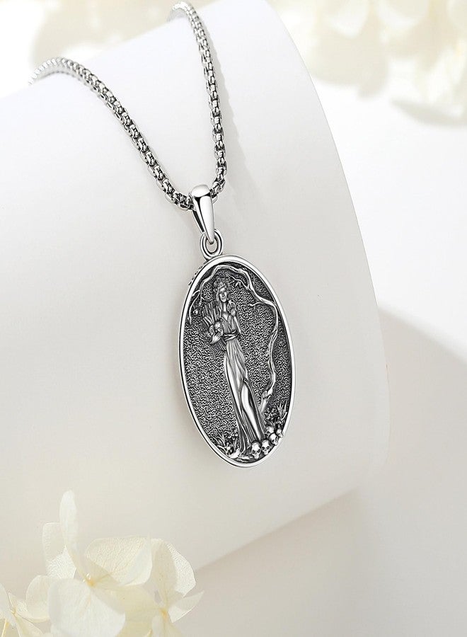 EUDORA Persephone Greek Goddess Necklace for Women Sterling Silver S925, Vintage Persephone Greek Goddess of The Spring and Underworld Vegetation Pendant Jewelry Gifts for Women Wife, 20"+2" - Image 2