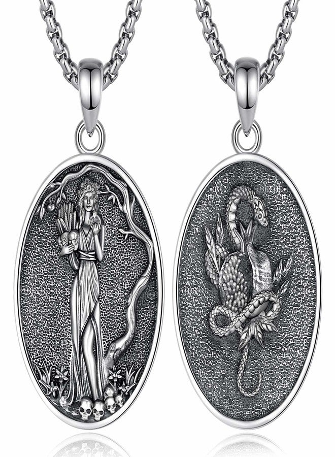EUDORA Persephone Greek Goddess Necklace for Women Sterling Silver S925, Vintage Persephone Greek Goddess of The Spring and Underworld Vegetation Pendant Jewelry Gifts for Women Wife, 20"+2" - Image 1