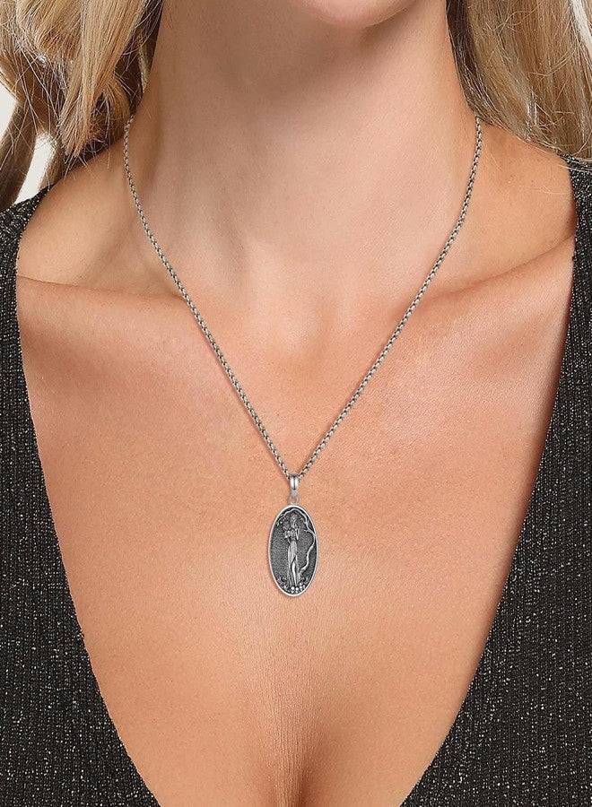 EUDORA Persephone Greek Goddess Necklace for Women Sterling Silver S925, Vintage Persephone Greek Goddess of The Spring and Underworld Vegetation Pendant Jewelry Gifts for Women Wife, 20"+2" - Image 5