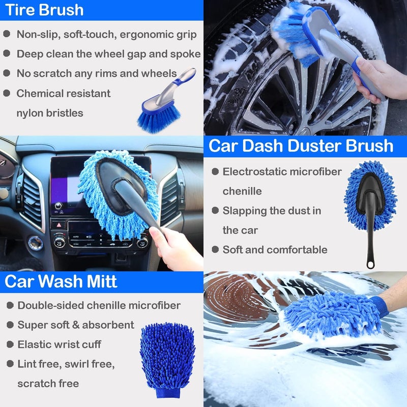 NIKCOSMK 26Pcs Car Detailing Brush Set - Complete Auto Detailing Kit with Sponge Pads and Cleaning Tools - Image 3