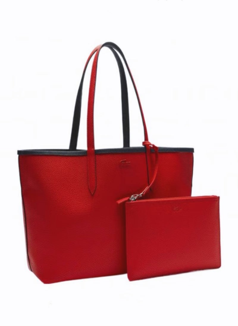 LACOSTE Lacoste Women's Double sided Two tone Large Capacity Handbag, Fashionable Multi functional, Deep Blue/Red  - Image 5