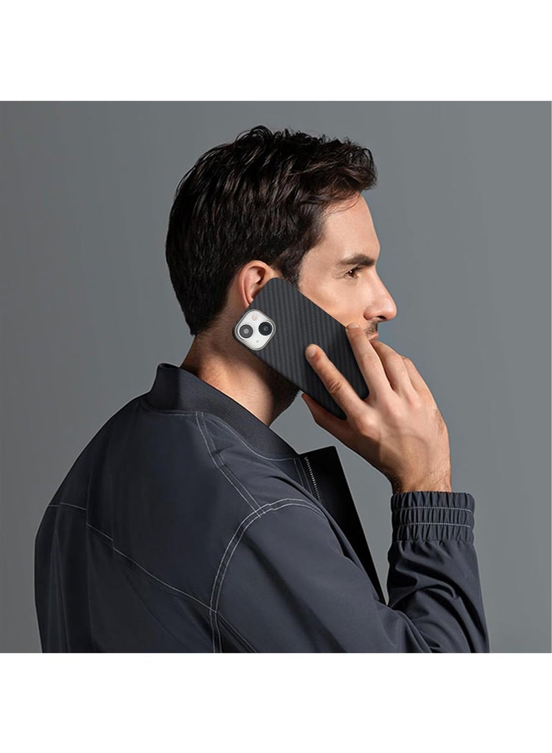 MONOCARBON Real Aramid Fiber [Ultra Slim] for iPhone 15 PLUS Case Cover [MagSafe Compatible] Lightweight Anti-Scratch - Matte Black - Image 2