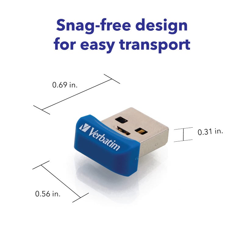 Verbatim 16GB Store 'n' Stay Nano USB 3.2 Gen 1 Flash Drive Snag-Free Low Profile Thumb Drive - Blue - Image 3