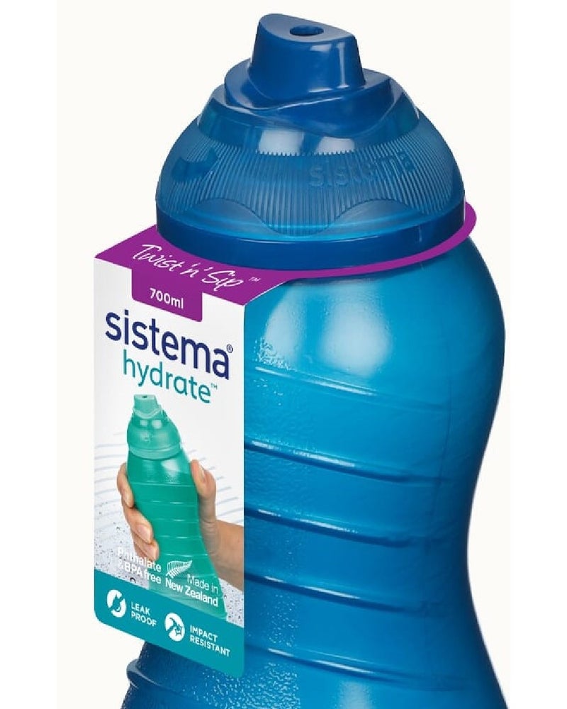 Sistema Davina Twist N Sip Water Bottle 700ML, BPA-Free, Leak-Proof, Twist Cap Hydration Bottle for School, Kids, Travel & Sports, Durable & Easy to Use - Blue - Image 3