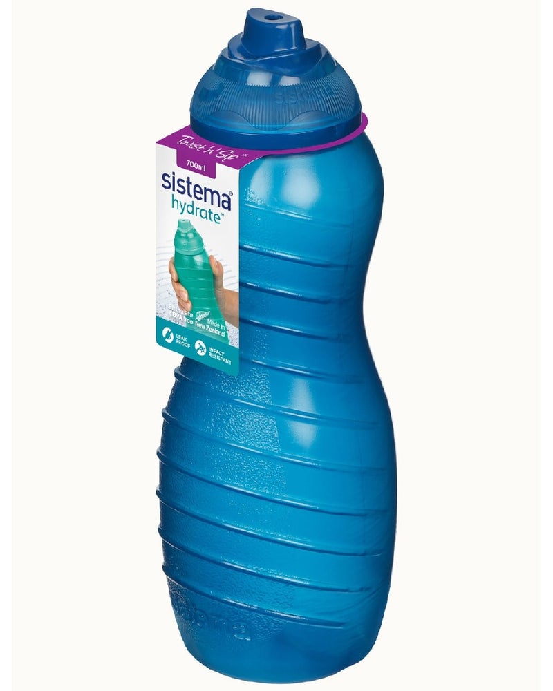 Sistema Davina Twist N Sip Water Bottle 700ML, BPA-Free, Leak-Proof, Twist Cap Hydration Bottle for School, Kids, Travel & Sports, Durable & Easy to Use - Blue - Image 1