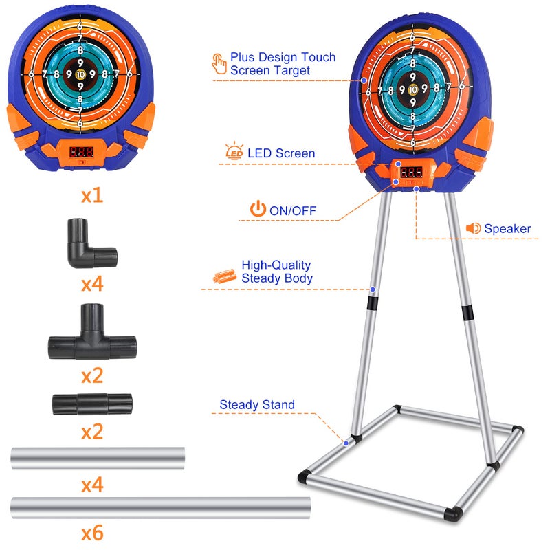 fibevon Shooting Target for Nerf w/Toy Guns and Foam Darts, Upgrade Digital Shooting Game with Touch Screen Practice Target, Electronic Scoring Targets for Nerf Gun for Kids Aged 5 -13 Boys, Girls - Image 2