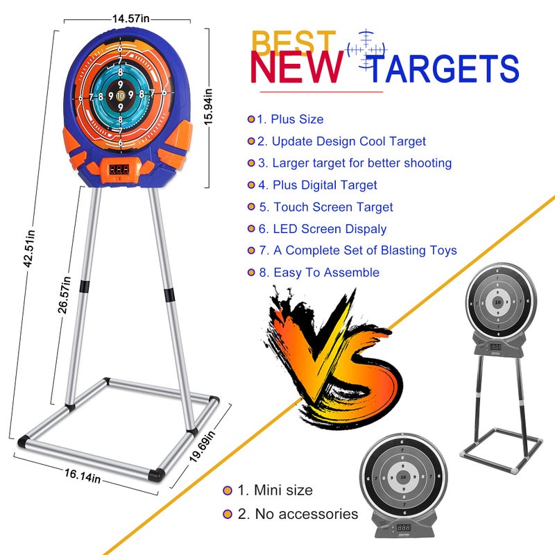 fibevon Shooting Target for Nerf w/Toy Guns and Foam Darts, Upgrade Digital Shooting Game with Touch Screen Practice Target, Electronic Scoring Targets for Nerf Gun for Kids Aged 5 -13 Boys, Girls - Image 3