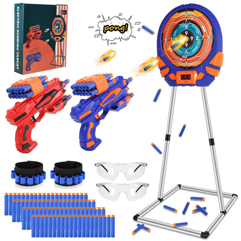 fibevon Shooting Target for Nerf w/Toy Guns and Foam Darts, Upgrade Digital Shooting Game with Touch Screen Practice Target, Electronic Scoring Targets for Nerf Gun for Kids Aged 5 -13 Boys, Girls - Image 1