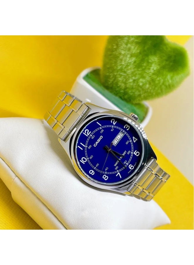 Casio MTP-V006D-2BUDF Men’s Analog Stainless Steel Watch – Blue Dial, Day-Date Display, Water Resistant - Image 2