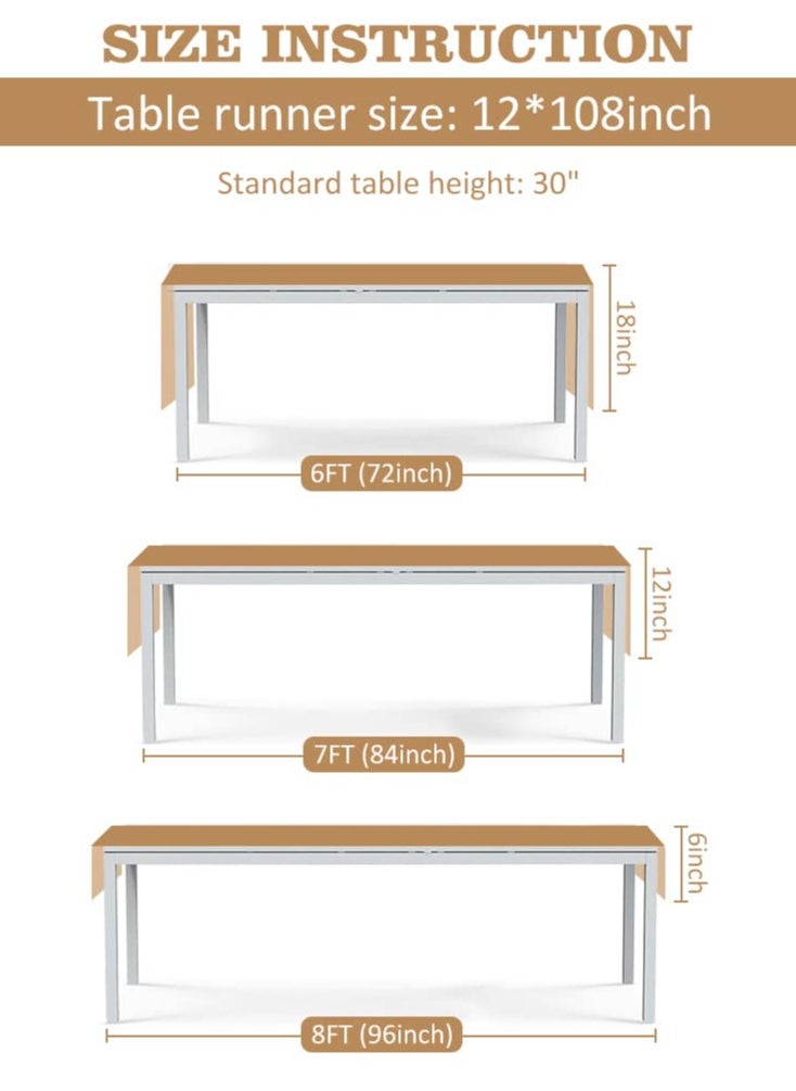 Generic Splicing Burlap Table Runner Farmhouse Style, Boho Table Runner Modern Farmhouse Decor Rustic Woven Cotton Crochet Lace for Bohemian, Rustic, Wedding, Bridal Shower, Dinner, 108 inch  - Image 2