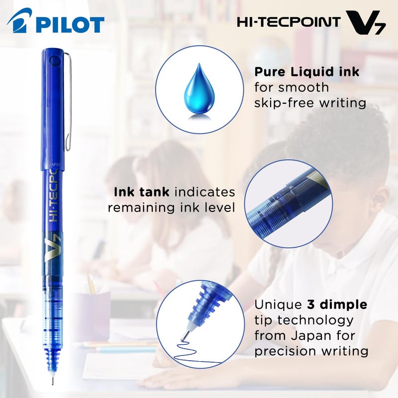 PILOT V7 Liquid Ink Roller Ball Pen (2 Blue + 1 Black) - Image 2