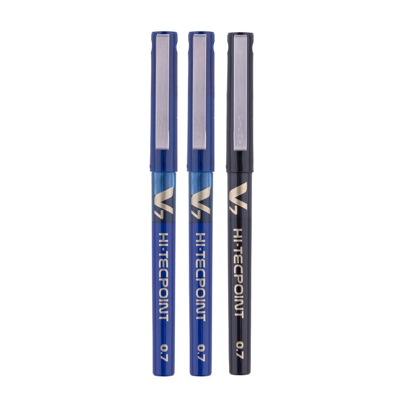 PILOT V7 Liquid Ink Roller Ball Pen (2 Blue + 1 Black) - Image 1