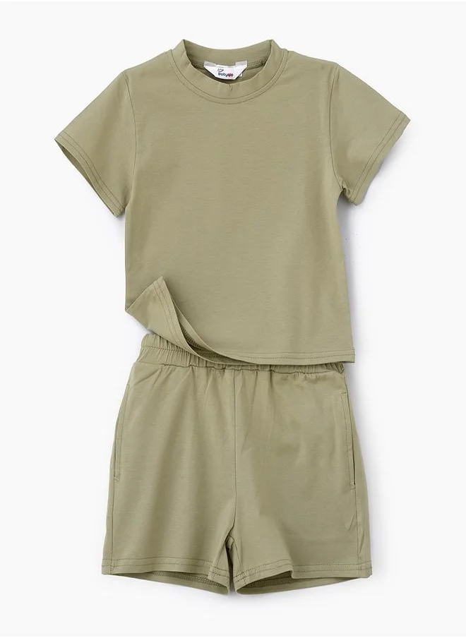 babyqlo Effortless Chic Solid Color Top & Short Set