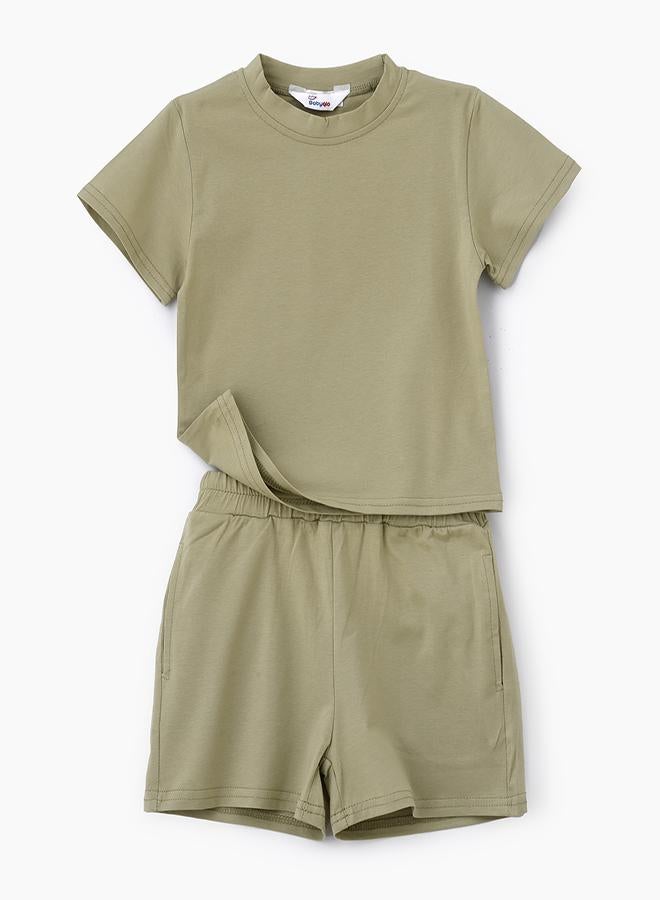 babyqlo Effortless Chic Solid Color Top & Short Set - Image 1