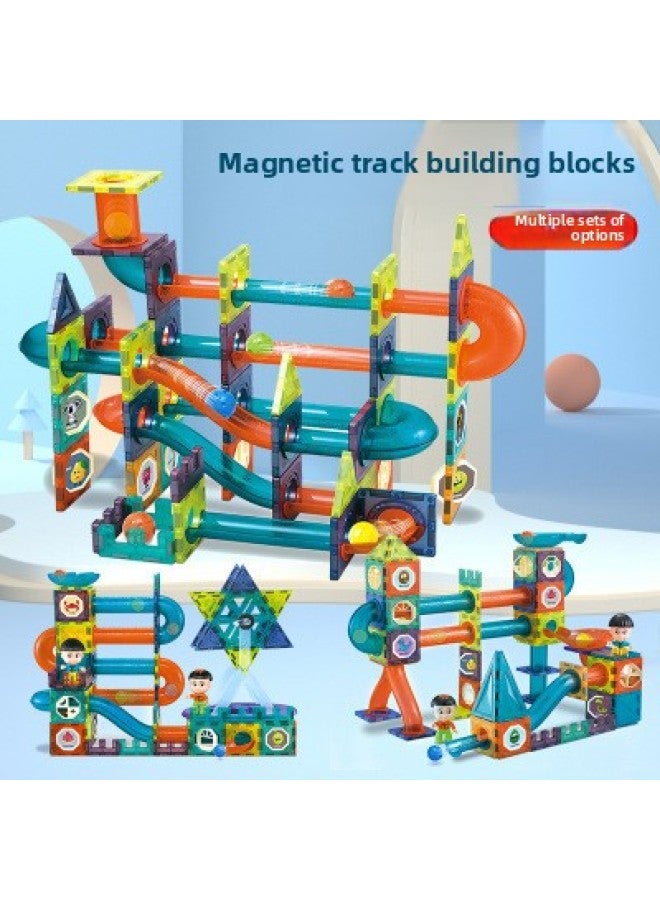 Color Window Magnetic Sheet Toy Pipe Magnet Children Slide Ball Magnetic DIY Building Block Splicing Toy-Color:Magic Magnetic Park (color Box Magnetic Force) 155PCs  - Image 3