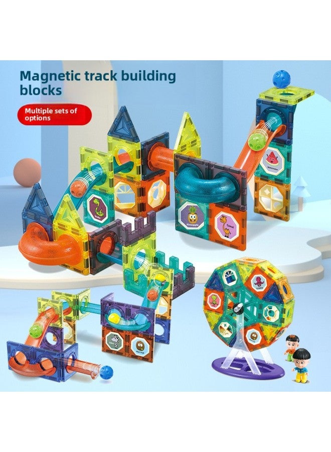 Color Window Magnetic Sheet Toy Pipe Magnet Children Slide Ball Magnetic DIY Building Block Splicing Toy-Color:Magic Magnetic Park (color Box Magnetic Force) 155PCs  - Image 2