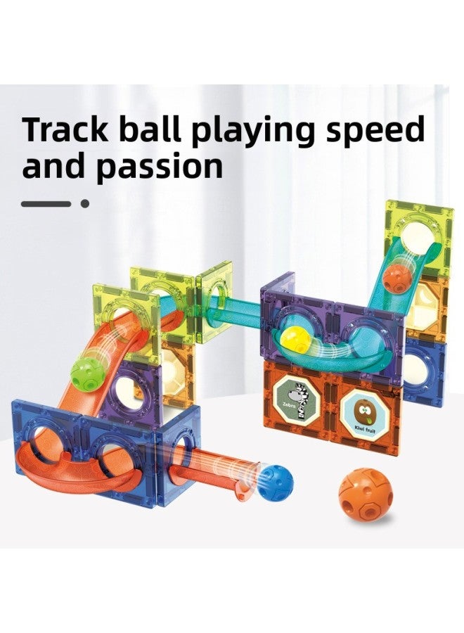 Color Window Magnetic Sheet Toy Pipe Magnet Children Slide Ball Magnetic DIY Building Block Splicing Toy-Color:Magic Magnetic Park (color Box Magnetic Force) 155PCs  - Image 5