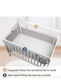 MIXDE Baby Cot Bumper,Baby Boys Girls Nursery Breathable Crib Bed Liner Bumper Set,Airflow Safe 3D Mesh Crib Liner  - Image 5